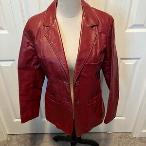 VINTAGE size 14 Sears Women's Red Leather Blazer